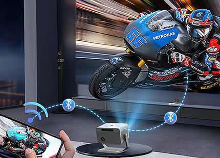 Mini Projector, Portable Projector 4K Support, 12000 Luemn/Electric Focus/Projector with Wifi and Bluetooth