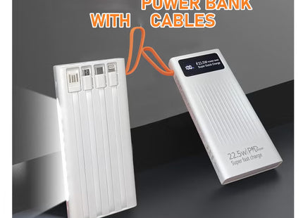 Power Bank with Built in Cables, 20,000mAh, 22.5w PD fast charging Power