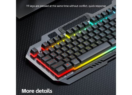 Gaming Keyboard Mouse Headset and Mousepad Combo, RGB LED Backlit Gaming Keyboard Bundle, USB Wired Keyboards Combo for PC Gamer, Xbox, PS5 Users