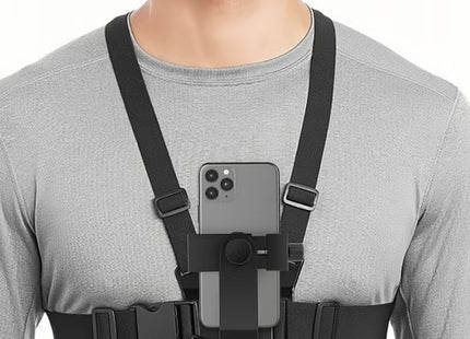 Mobile Phone Chest Mount Harness Strap Holder,Cell Phone Clip Action Camera for POV/VLOG Black