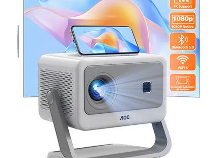 Mini Projector, Portable Projector 4K Support, 12000 Luemn/Electric Focus/Projector with Wifi and Bluetooth