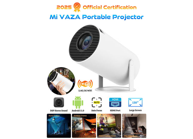 Portable Projector Pocket 5G WIFI Android11.0 Support 130 Inches Home Theater Full HD