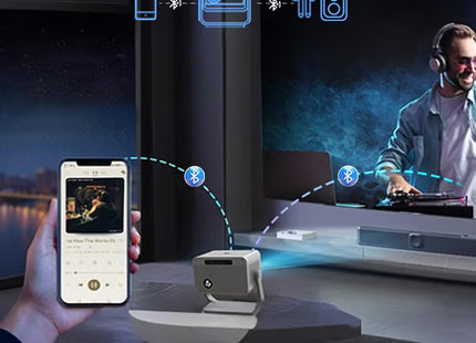 Mini Projector, Portable Projector 4K Support, 12000 Luemn/Electric Focus/Projector with Wifi and Bluetooth