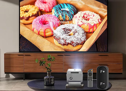 Mini Projector, Portable Projector 4K Support, 12000 Luemn/Electric Focus/Projector with Wifi and Bluetooth