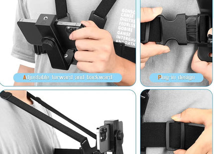Mobile Phone Chest Mount Harness Strap Holder,Cell Phone Clip Action Camera for POV/VLOG Black