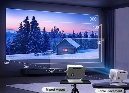 Mini Projector, Portable Projector 4K Support, 12000 Luemn/Electric Focus/Projector with Wifi and Bluetooth