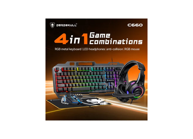 Gaming Keyboard Mouse Headset and Mousepad Combo, RGB LED Backlit Gaming Keyboard Bundle, USB Wired Keyboards Combo for PC Gamer, Xbox, PS5 Users